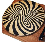 TazStudio Premium slipmat - Cork Turntable Mat for Better Sound Support on Vinyl LP Record Player - Cork mat Original Geometric Design Psychedelic Geometric Spiral Art [4mm Thickness]-m7