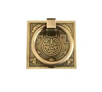 TAZYYZUU 1 PCS Antique Chinese Square Handles Bronze Cabinet Drawer Knobs Knocker Retro Brass Kitchen Knob Pull 6x6cm Door Ring Handle(Bronze Color)