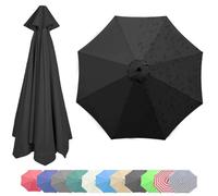 TAZYYZUU Outdoor Umbrella Canopy, 9ft/10ft Anti-UV Market Table Umbrella Top Cover, 8 Ribs Red Umbrella Replacement Cloth For Gazebo Yard Patio(Black,2.7m(9ft))