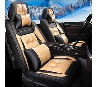 TAZYYZUU Waterproof Car Seat Cover Front+rear Leather For A5 Sportback A6 C5 For Avant C6 C7 For For Allroad Q3 Q5 Q7(Black beige,Luxury)