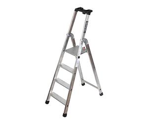 TB Davies 1202-024 Heavy-Duty Platform Step Ladder, 4 Tread, Platform Height 0.8m, Aluminium, 150kg Work Load, EN131 Professional