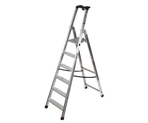 TB Davies 1202-026 Heavy-Duty Platform Step Ladder, 6 Tread, Platform Height 1.3m, Aluminium, 150kg Work Load, EN131 Professional