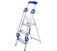 TB Davies 1203-003 Trade Premier XL Step Ladders, 3 Tread, Platform Height 0.6m, Aluminium, Twin Handrails, 10kg Tool Tray, 150kg Work Load, EN131