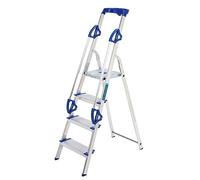 TB Davies 1203-004 Trade Premier XL Step Ladders, 4 Tread, Platform Height 0.8m, Aluminium, Twin Handrails, 10kg Tool Tray, 150kg Work Load, EN131