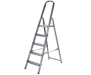 TB Davies 1212-005 Light Duty Step Ladder, 5 Tread, Platform Height 1.1m, Aluminum, 150kg Work Load, EN131