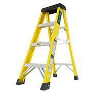 TB Davies 1235-004 Trade Electrician Swingback Step Ladders, 4 Tread, GRP Fibreglass, Built-in Tool Tray, 150kg Work Load, EN131