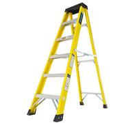 TB Davies 1235-006 Trade Electrician Swingback Step Ladders, 6 Tread, GRP Fibreglass, Built-in Tool Tray, 150kg Work Load, EN131