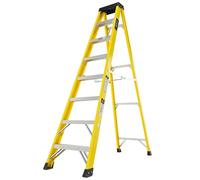 TB Davies 1235-008 Trade Electrician Swingback Step Ladders, 8 Tread, GRP Fibreglass, Built-in Tool Tray, 150kg Work Load, EN131