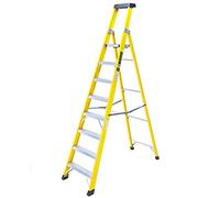 TB Davies 1236-008 Trade Electrician Platform Step Ladders, 8 Tread, Platform Height 1.9m, GRP Fibreglass, Built-in Tool Tray, 150kg Work Load, EN131