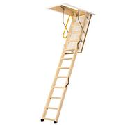 TB Davies 1530-040 FireFold 3-Section Wooden Loft Ladder with Hatch, Fire Rated, 60mm Insulation, 0.667 W/m2oC, Max. Floor2Ceiling 2.8m (9.18ft), EN14975, Pine
