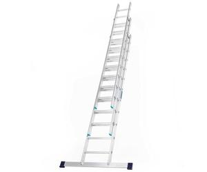 TB Davies 7.0m/23.0ft, TASKMASTER 3 Section Extension Ladders, Aluminium Stabiliser Bar, Comfort D-Shaped Rungs, Reach Height 7.5m/24.4ft, EN131 Professional