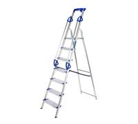 TB Davies 1203-007 Trade Premier XL Step Ladders, 7 Tread, Platform Height 1.5m, Aluminium, Twin Handrails, 10kg Tool Tray, 150kg Work Load, EN131