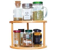 TB Home Two-Tier Bamboo Wood Lazy Susan Organizer Kitchen Turntable for Cabinet, Table or Pantry Organization, 10" Diameter & 7-1/4" High