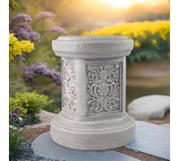 TB TIBAG Classic Statuary Stand Outdoor Pedestal Sculpture Decor Plinth Base Riser, Garden or Home Resin Statuary Pedestal, 12.6" Tall, 7.1 Pounds, (Round)