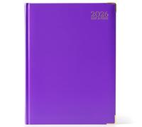 TB1 2026 A5 Day a Page Diary - Purple Hardback Daily Planner with UK Holidays, Notes & Calendars | Compact Academic Organiser for Students, Teachers, Office & Personal Use