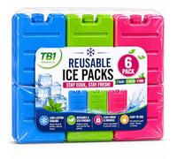TB1 6 Pack Freezer Blocks Ice Packs for Cool Bags, Lunch Boxes & Cooler Boxes, Reusable Ice Brick Cooling Packs for Camping, Picnic, Beach, Travel Food & Drinks