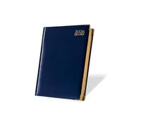 TB1 A4 Day a Page Diary 2026 - Blue Hardback Daily Planner with UK Holidays, Notes, Contacts & International Info | Large Professional Organizer for Students, Teachers & Office Use