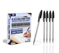 TB1 Black Biro Ballpoint Pens - Pack of 200 - Bulk Medium Tip Black Ink Pens for Office, Classroom, and Home - Quick-Dry, Smooth Writing, Long-Lasting Ballpoint Pens for High-Volume Stationery Needs