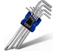 TB1 Pack of 2 Long Reach Torx Allen Key Set, 9PC Each T10-T50 Extra Long Security Star Hex Key Wrench Sets, 40CR Chrome Plated Steel Torx Keys with Holders for Bike, Furniture, Automotive & DIY