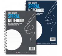 TB1 Pack of 2 Spiral Notebooks 20 x 28cm, 36 Sheet Ruled Wirebound Lined Notebooks for School, College, Office, Study, Writing, Notes and Daily Planning