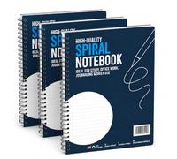 TB1 Pack of 3 Spiral Notebooks 20 x 28cm, 36 Sheet Ruled Wirebound Notebooks, Lined Writing Notebook Multipack for School, College, Office, Study, Notes & Planning