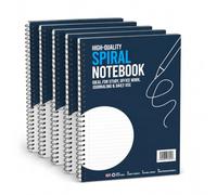 TB1 Pack of 5 Spiral Notebooks 20 x 28cm, 36 Sheet Ruled Wirebound Lined Notebooks for School, College, Office, Study, Writing, Notes and Daily Planning