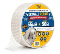 TB1 Plasterboard & Drywall Mesh Tape 50mm x 55m Self Adhesive Scrim Tape for Plastering, Wall Repair Filler, Crack Repair, Fibreglass Mesh Decorating Tape