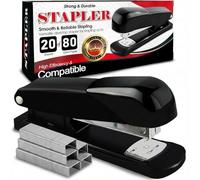 TB1 Products 1 Black Office Stapler with 5000 Staples Included - 20 Sheet Capacity Compact Desktop Stapler - Small Manual Stapler for Home Office School Stationery - Uses 24/6 Staples