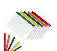 TB1 Products 100-Pack A3 Zip Wallet Document Pouches - Extra-Thick Waterproof Transparent File Folders with Colored Zippers - Durable A3 Organizers for Bulk Office, School & Art Use