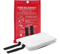 TB1 Products 2 Pack 1m x 1m Fire Blankets | Fiberglass Emergency Fire Suppression Blankets for Kitchen, Home, Car, Garage & Caravan | Heat Resistant Fire Safety Blankets with Wall Mount Pouches