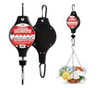 TB1 Products 2 Pack Hanging Basket Pulley - Black Adjustable Retractable Plant Hanger Hooks for Hanging Baskets, Bird Feeders & Planters - Heavy-Duty 1-20kg Garden Pulley System
