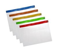 TB1 Products 200-Pack A3 Zip Wallet Pouches - Heavy-Duty Transparent Waterproof File Organizers with Assorted Zippers - Reinforced Plastic Document Bags for Office, Classroom, and Bulk Storage
