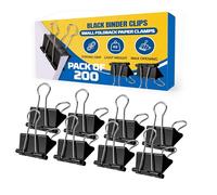 TB1 Products 32mm Black Binder Clips, 200 Pack Medium Foldback/Bulldog Clips - Metal Paper Clips for Filing, Document Organisation, Office, School & Home Multi-Purpose Clips & Clamps