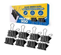 TB1 Products 32mm Black Binder Clips, 300 Pack Medium Foldback/Bulldog Clips - Metal Paper Clips for Filing, Document Organisation, Office, School & Home Multi-Purpose Clips & Clamps