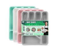TB1 Products 5-Compartment Cutlery Drawer Organiser - Random Colour Plastic Tray for Kitchen Drawer Storage | Non-Slip Utensil Holder & Cutlery Tray for Home Organisation