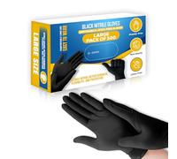TB1 Products 500 Black Nitrile Gloves Large | Bulk Disposable Latex-Free, Powder-Free Gloves for Cleaning, Food Prep, Tattoo, Salon, Mechanics & Home Use | Strong, Textured Grip