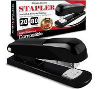TB1 Products Black Office Stapler 10 Pack - 20 Sheet Capacity Compact Desktop Stapler with Non-Slip Base - Small Manual Stapler for Home Office School Stationery - Uses 24/6 & 26/6 Staples