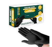 TB1 Products Black Vinyl Disposable Gloves Large | 100 Pack | Latex-Free & Powder-Free Gloves for Cooking, Cleaning, Salon, Tattoo & Professional Use
