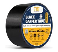 TB1 Products Gaffer Tape Black - 48mm x 45m, Pack of 4 - Heavy Duty Duct Tape | Waterproof Cloth Tape | Tearable by Hand | Residue-Free | Outdoor & Indoor Multi-Purpose