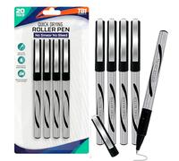TB1 Products Rollerball Pens Black Ink Gel Roller Pens 20 Pack, Smooth Writing Quick-Dry No Smear Pens for Office School Exams Journaling, Daily Writing