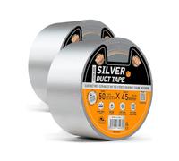TB1 Products Silver Duct Tape Pack of 2 - 50mm x 45m Heavy Duty Waterproof & Weather-Resistant Gaffer Tape | Tearable by Hand, Residue-Free Multi-Purpose Cloth Tape for Repairs & Sealing