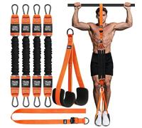 TB3C Pull Up Assistance Bands, Adjustable Heavy Duty Resistance Band for Pull Up Bar with 4 Assist Bands, Dual Footrests, Resistance Bands for Ｗorking Out, Strength Training, Home Gym(Orange)