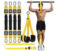 TB3C Pull Up Assistance Bands, Adjustable Heavy Duty Resistance Band for Pull Up Bar with 4 Assist Bands, Dual Footrests, Resistance Bands for Ｗorking Out, Strength Training, Home Gym (Yellow)