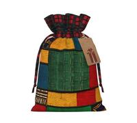 TBABMDPDM African Style Patchwork Print Christmas Santa Sack,linen Gift Bag with Drawstring,for Xmas Party Package Storage