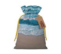 TBABMDPDM Beach Clear Sea Sand Print Christmas Gifts Bags,Burlap Bags with Drawstring Assorted Sizes for Party Favors