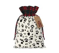 TBABMDPDM Bone and paw print Print Christmas Santa Sack,linen Gift Bag with Drawstring,for Xmas Party Package Storage