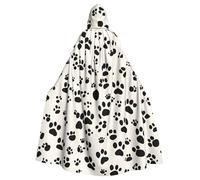 TBABMDPDM Bone and paw print Print Halloween Hooded Cloak For Men Women Robe Cape Medieval Cosplay Witch Costumes