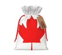 TBABMDPDM Canadian flag Print Christmas Gifts Bags,Burlap Bags with Drawstring Assorted Sizes for Party Favors