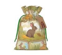 TBABMDPDM Cartoon Cute Animals Rabbit Print Christmas Gifts Bags,Burlap Bags with Drawstring Assorted Sizes for Party Favors
