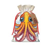 TBABMDPDM Color octopus Print Christmas Gifts Bags,Burlap Bags with Drawstring Assorted Sizes for Party Favors